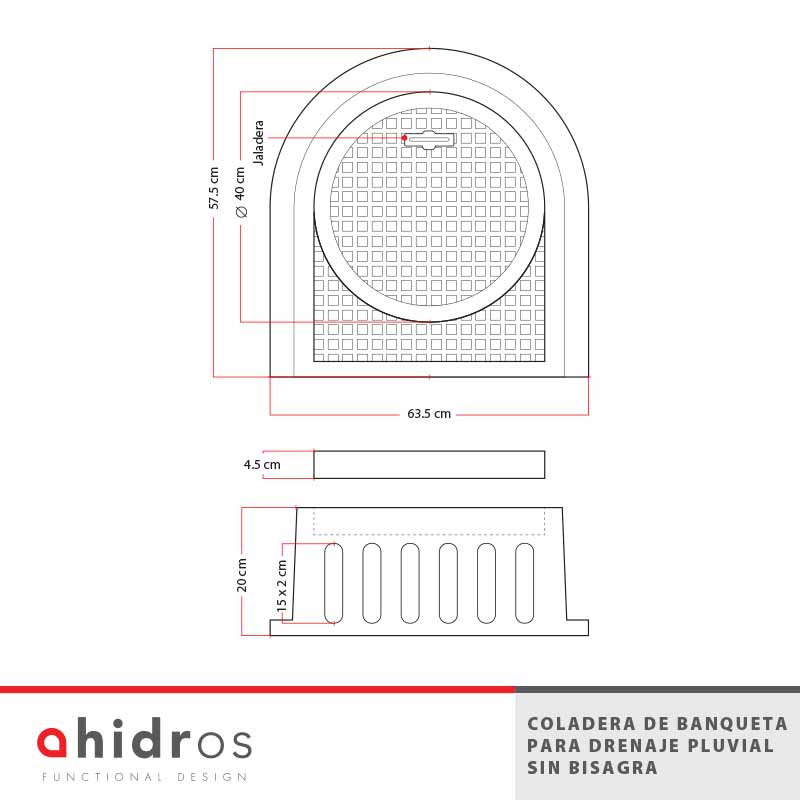 Coladera de Banqueta para Drenaje Pluvial sin Bisagra AL06